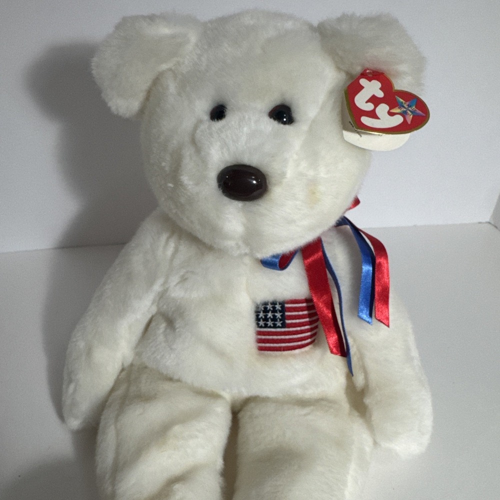 Rare Ty Beanie Buddies  Liberty Libearty USA Retired Patriotic‎ Bear 14 "